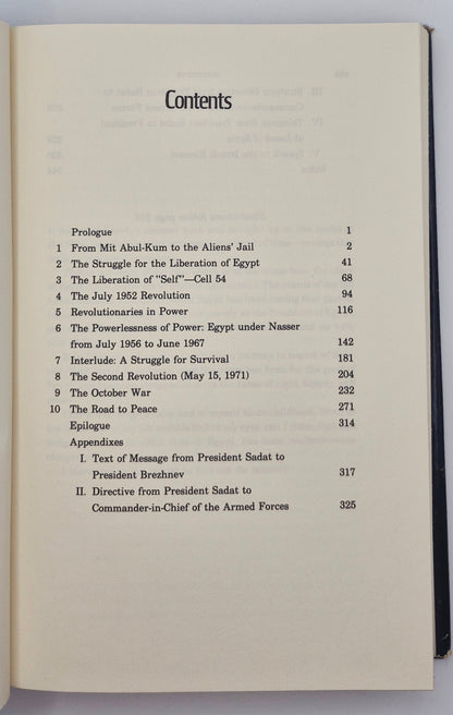 En busca de identidad por Anwar el-Sadat (Bueno, 1978, Primera edición, Tapa dura, 360 páginas, Harper & Row)