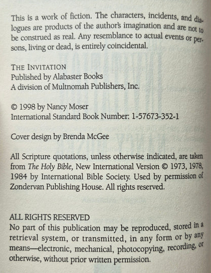 The Invitation by Nancy Moser (Mustard Seed #1, Very good, 1998, Pbk, 425 pgs, Alabaster Books)