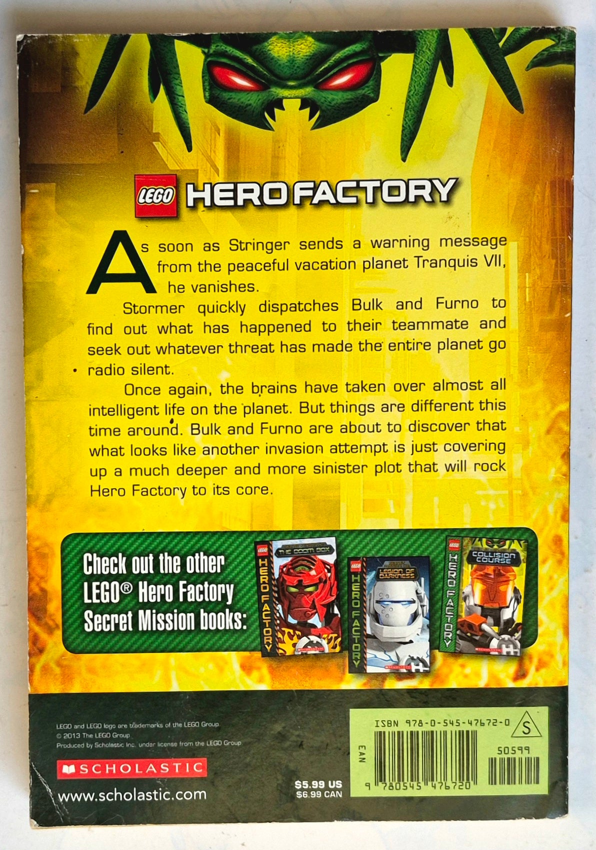 LEGO Hero Factory Secret Mission #4 Robot Rampage by Greg Farshtey (Good, 2013, Pbk, 141 pgs, Scholastic)