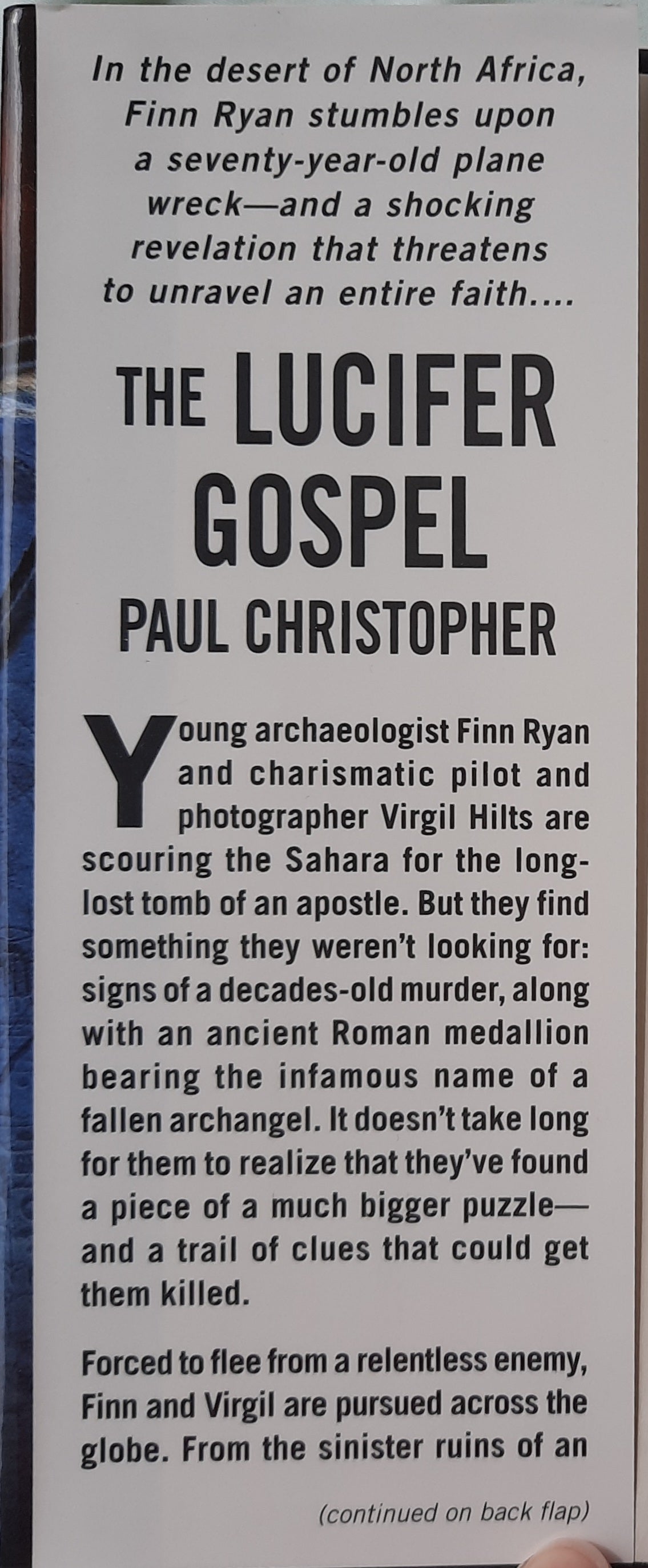 The Lucifer Gospel by Paul Christopher (Finn Ryan #2, Very good, 2006, HC, 357 pages, Onyx Books)