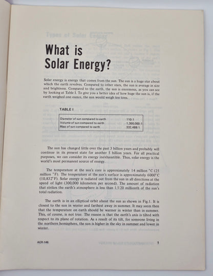 Introduction to Solar Heating ACR-146 by McGraw-Hill (Good, 1978, Pbk, 28 pgs, NRI Air Conditioning, Refrigeration, and Heating School)