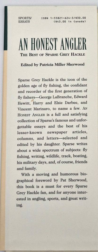 An Honest Angler: The Best of Sparse Grey Hackle editor Patricia Sherwood (Very good, 1998, HC, 260 pgs, The Lyons Press)
