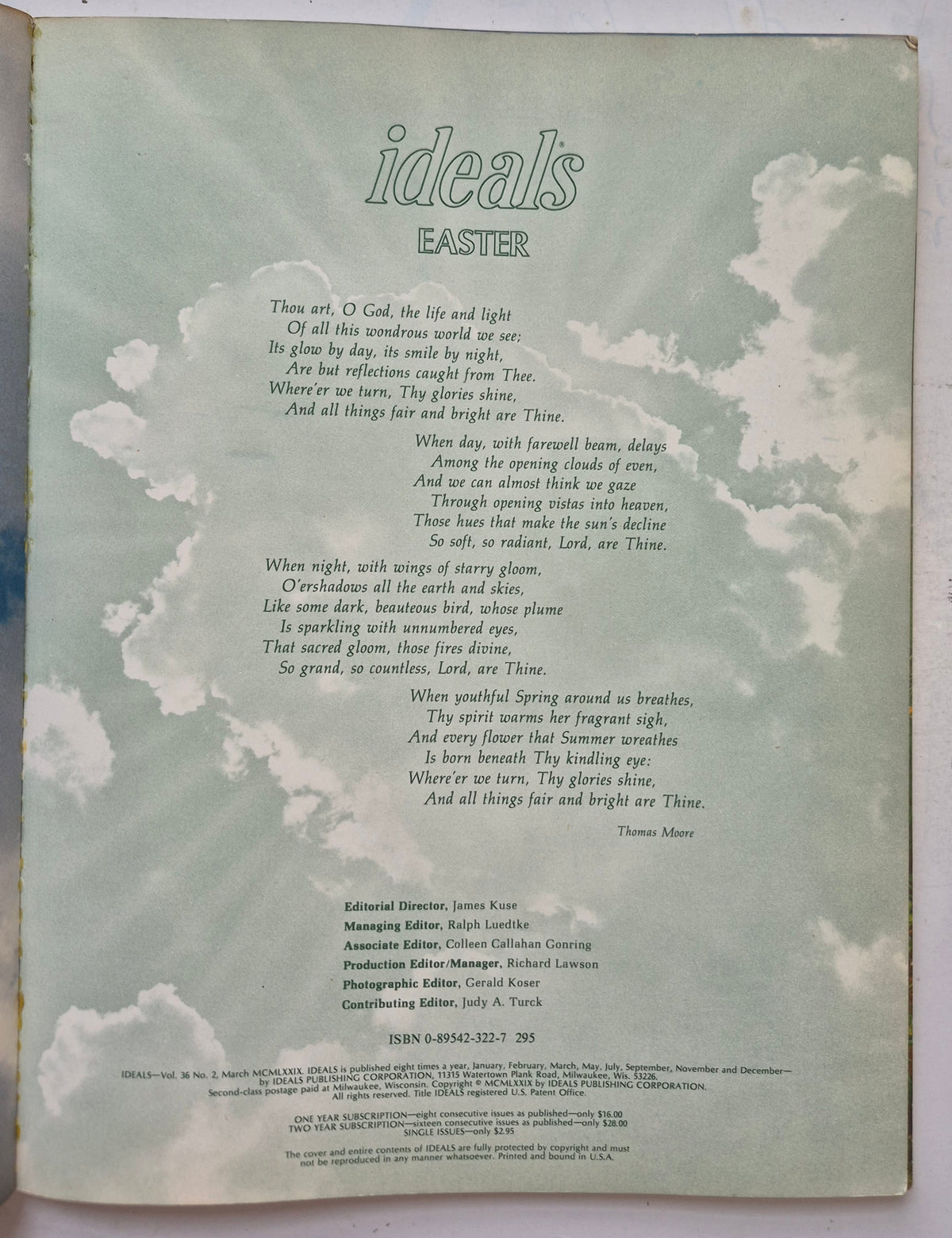 Ideals Easter (Very good, 1979, Pbk, Ideals Publishing Volume 36, Number 2)