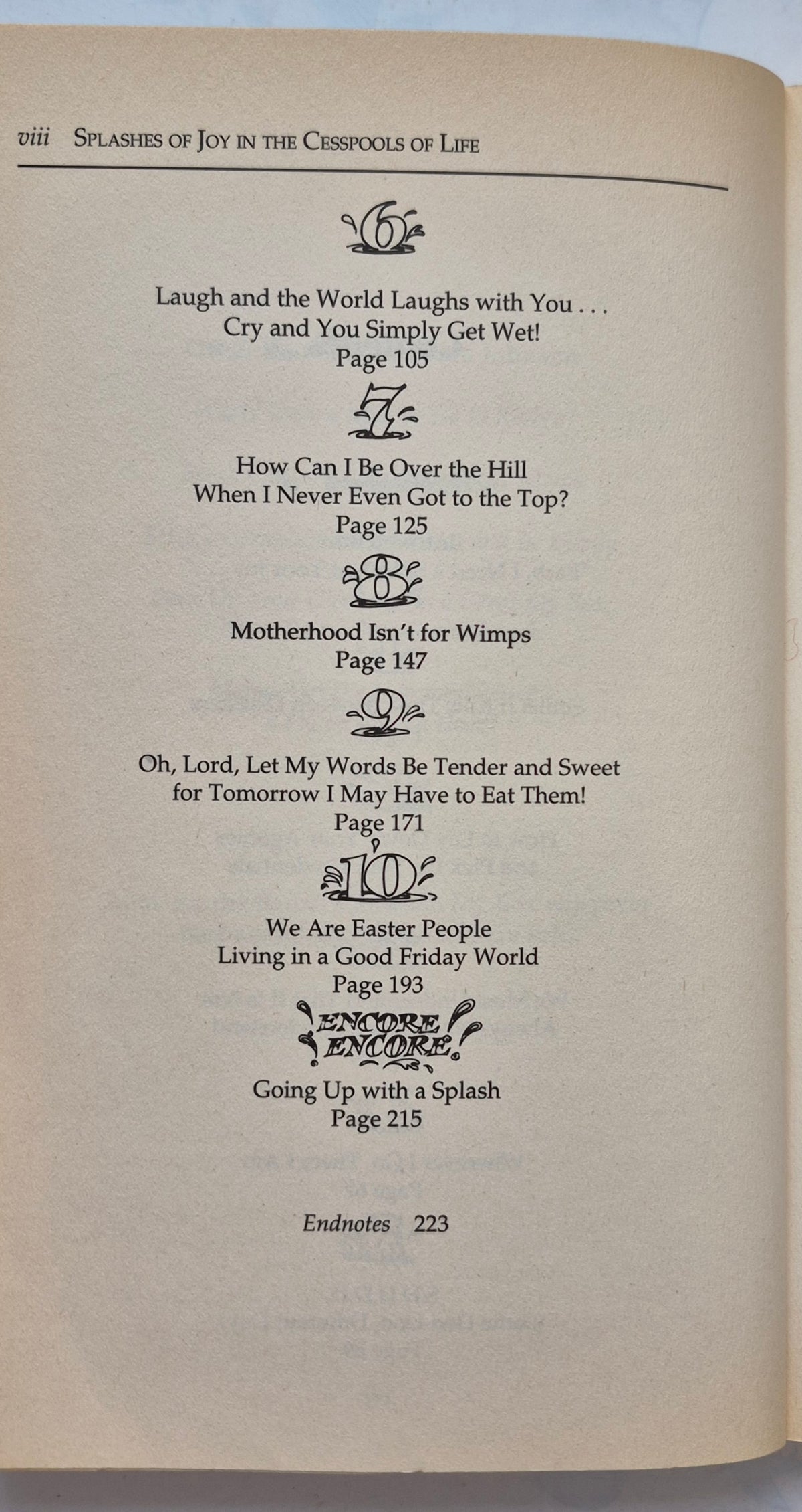 Splashes of Joy in the Cesspools of Life by Barbara Johnson (Good, 1992, Pbk, 228 pgs, Word Publishing)
