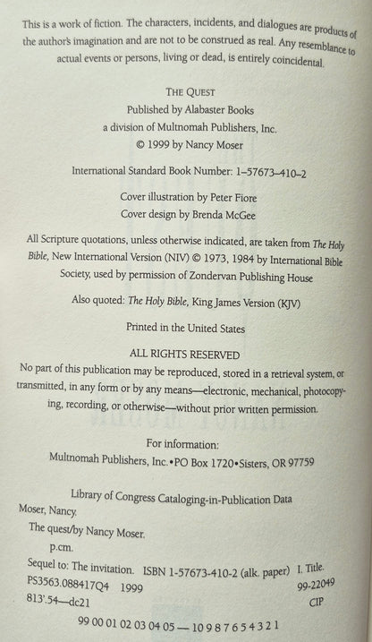 The Quest by Nancy Moser (Mustard Seed #2, Like new, 1999, Pbk, 405 pgs, Alabaster Books)