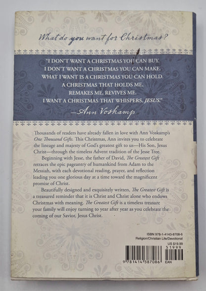 The Greatest Gift: Unwrapping the Full Love Story of Christmas by Ann Voskamp (Very good, 2014, HC, 262 pgs, Tyndale)