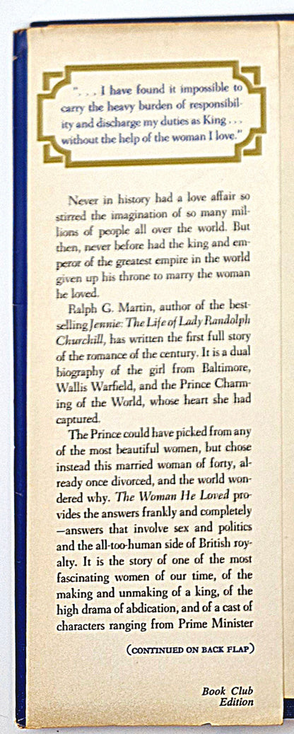 The Woman He Loved: The Story of the Duke & Duchess of Windsor von Ralph G. Martin (Gut, 1974, Gebunden, 608 Seiten, Simon and Schuster)