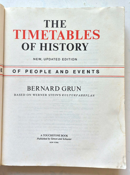 The Timetables of History: A Horizontal Linkage of People and Events by Bernard Grun (Good, 1982, Pbk, 676 pgs, Touchstone Book)