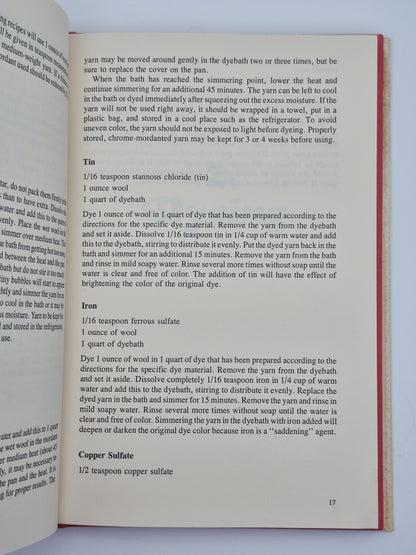 Ancient Dyes for Modern Weavers: 125 Recipes for Dyeing Yarns and Fabrics by Palmy Weigle (Very good, 1974, HC, 128 pgs, Watson-Guptill Pub.)