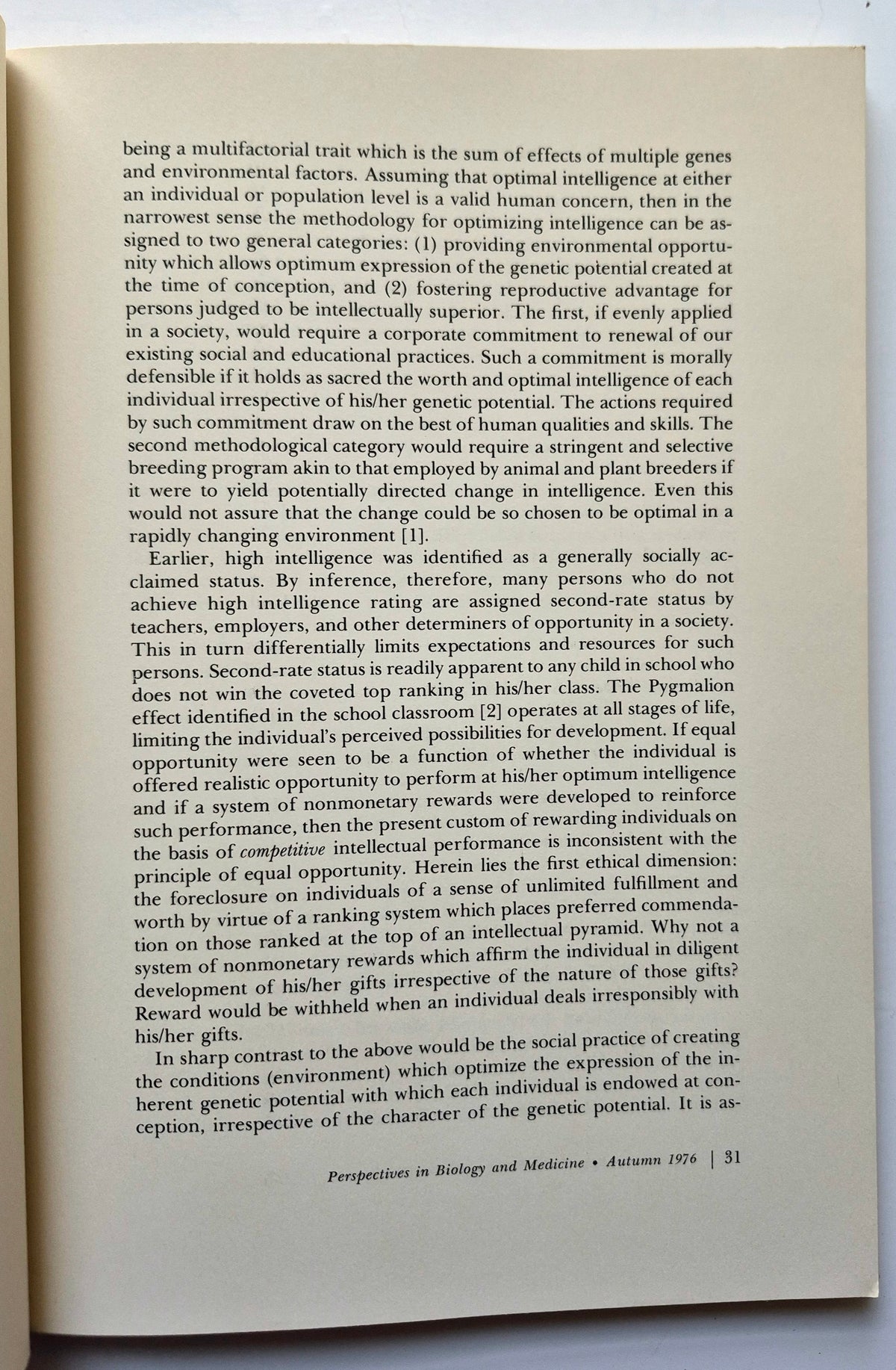 Perspectives in Biology and Medicine Volume 20 Number 1 (Good, Autumn 1976, Pbk, 174 pgs, The University of Chicago Press)