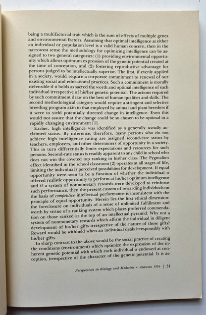 Perspectives in Biology and Medicine Volume 20 Number 1 (Good, Autumn 1976, Pbk, 174 pgs, The University of Chicago Press)