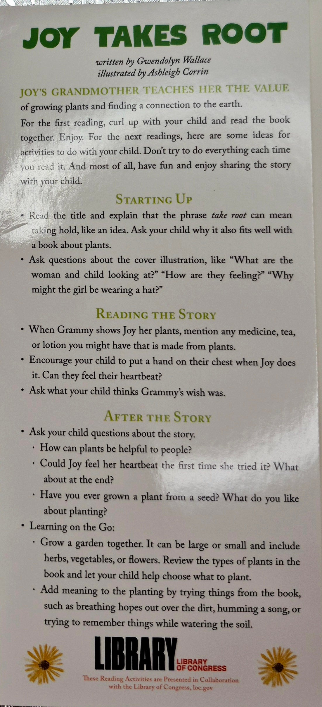 Joy Takes Root by Gwendolyn Wallace; Ashleigh Corrin (Very good, 2023, Pbk, 32 pgs, Kokila)