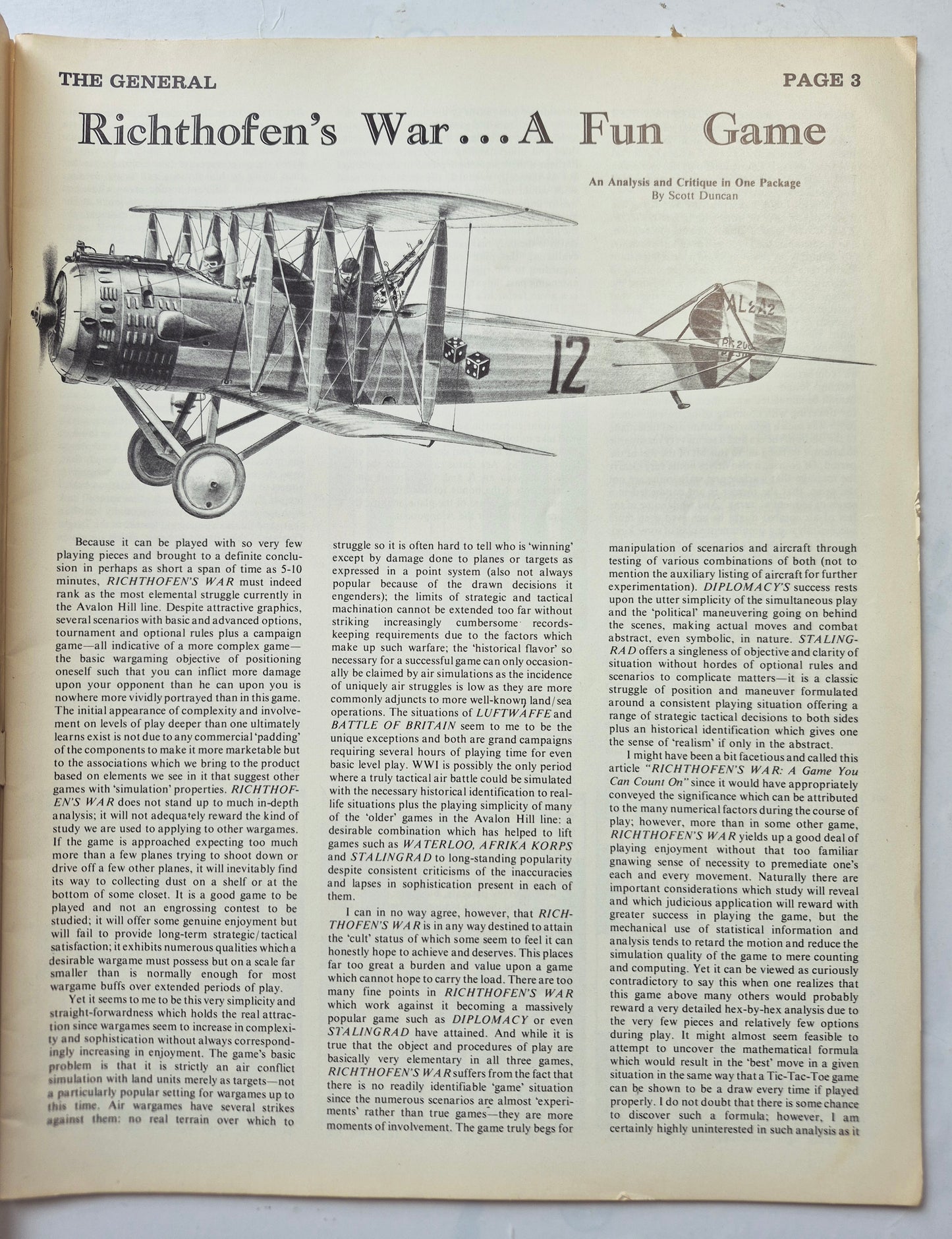 The Avalon Hill General Mar-Apr 1975 Vol. 11, No. 6 Richthofen's War...A Fun Game