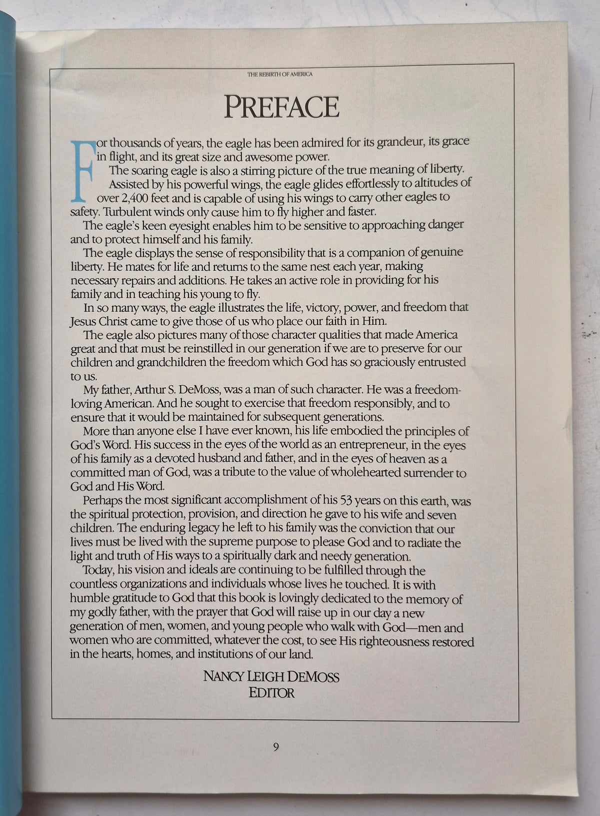 The Rebirth of America by Arthur S. DeMoss Foundation (Very good, 1986, Pbk, 265 pgs, First Edition)