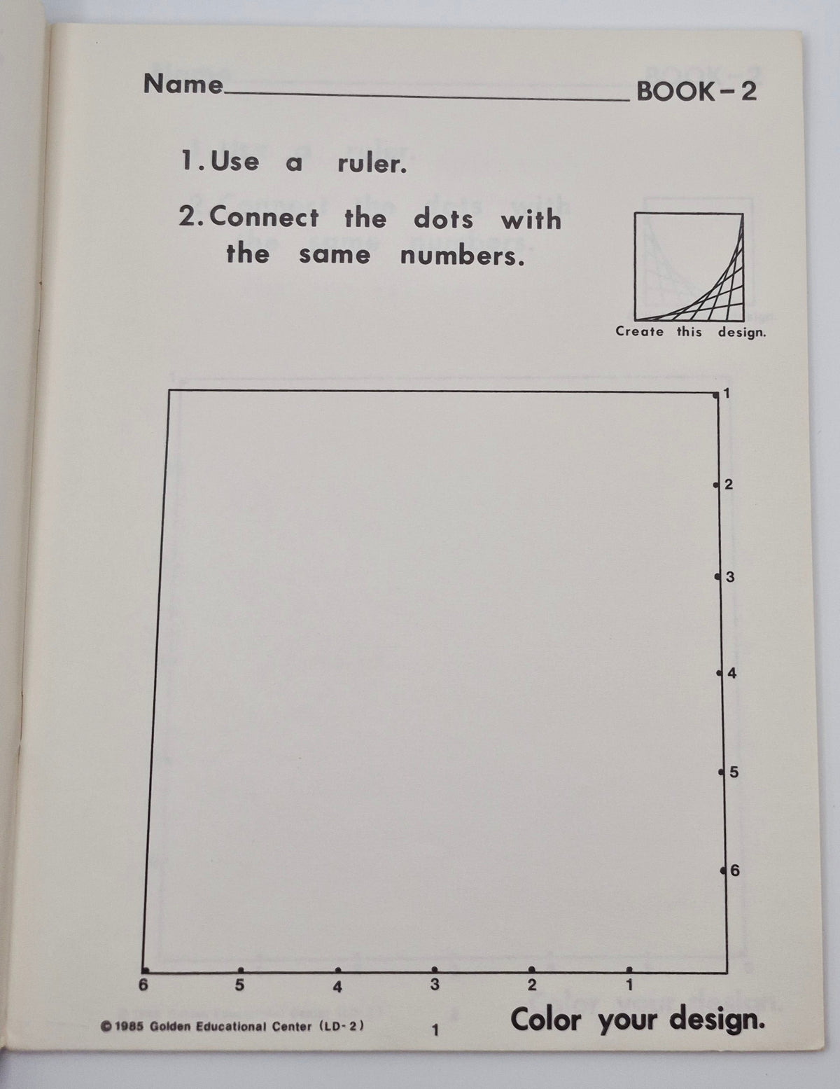 Creating Line Designs Book 2 by Randy l. Womack (Very good, 1985, Pbk, 20 pgs, Golden Educational Center Pub.)