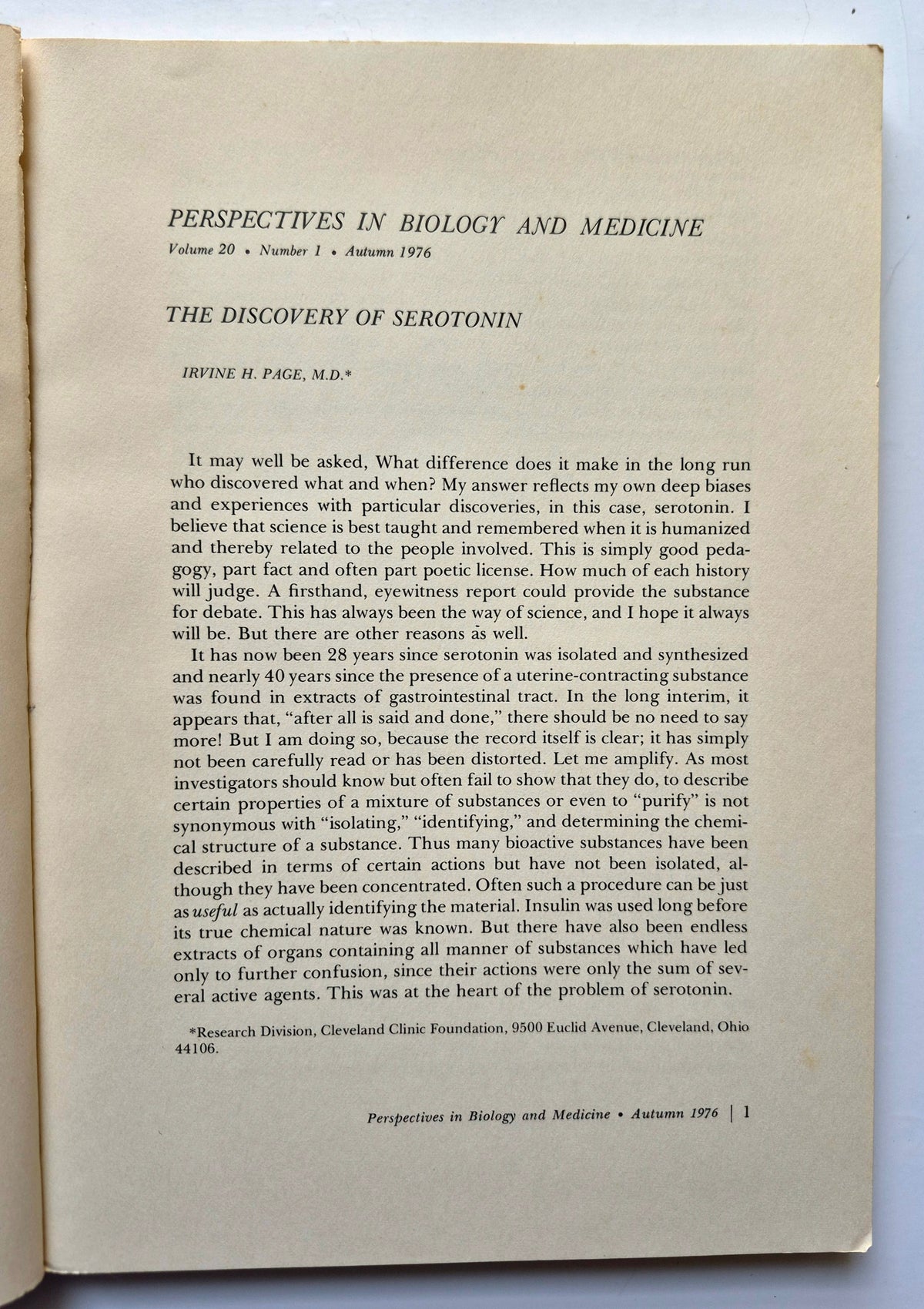Perspectives in Biology and Medicine Volume 20 Number 1 (Good, Autumn 1976, Pbk, 174 pgs, The University of Chicago Press)