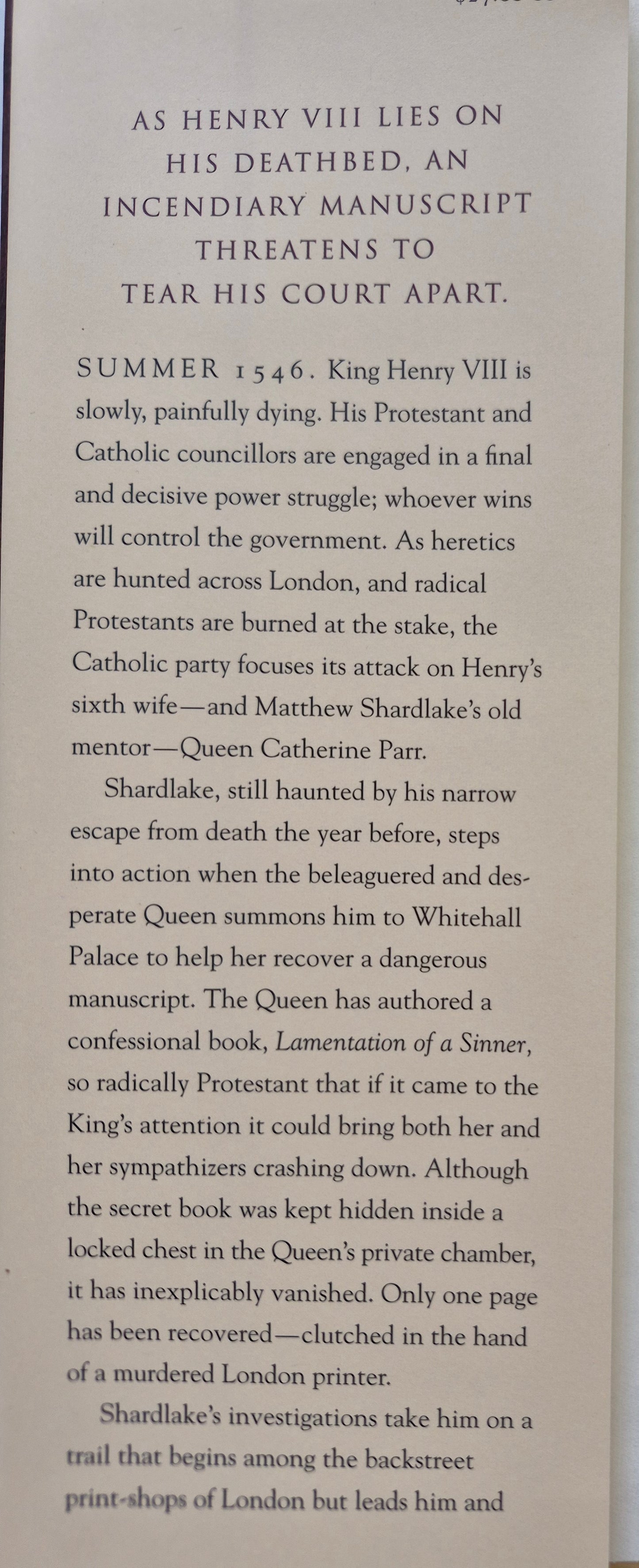 Lamentation by C. J. Sansom -Shardlake #6, Very good, 2014, HC, 641 pgs, Mulholland Books