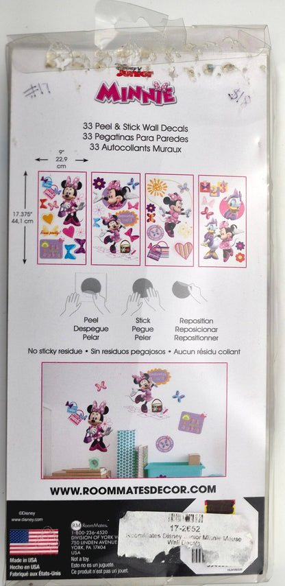 Disney Junior Minnie Mouse Room Mates Vinilos decorativos de pared 33 piezas NUEVO reposicionable
