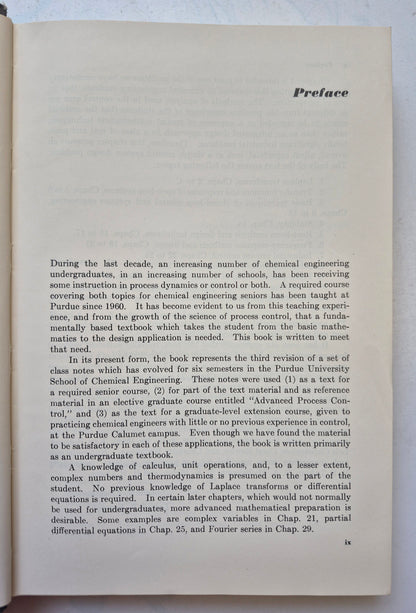 Chemical Engineering Series: Process Systems Analysis and Control by Donald R. Conghanowr; Lowell B. Koppel (Good, 1965, HC, 491 pgs, McGraw-Hill Inc. First Edition)
