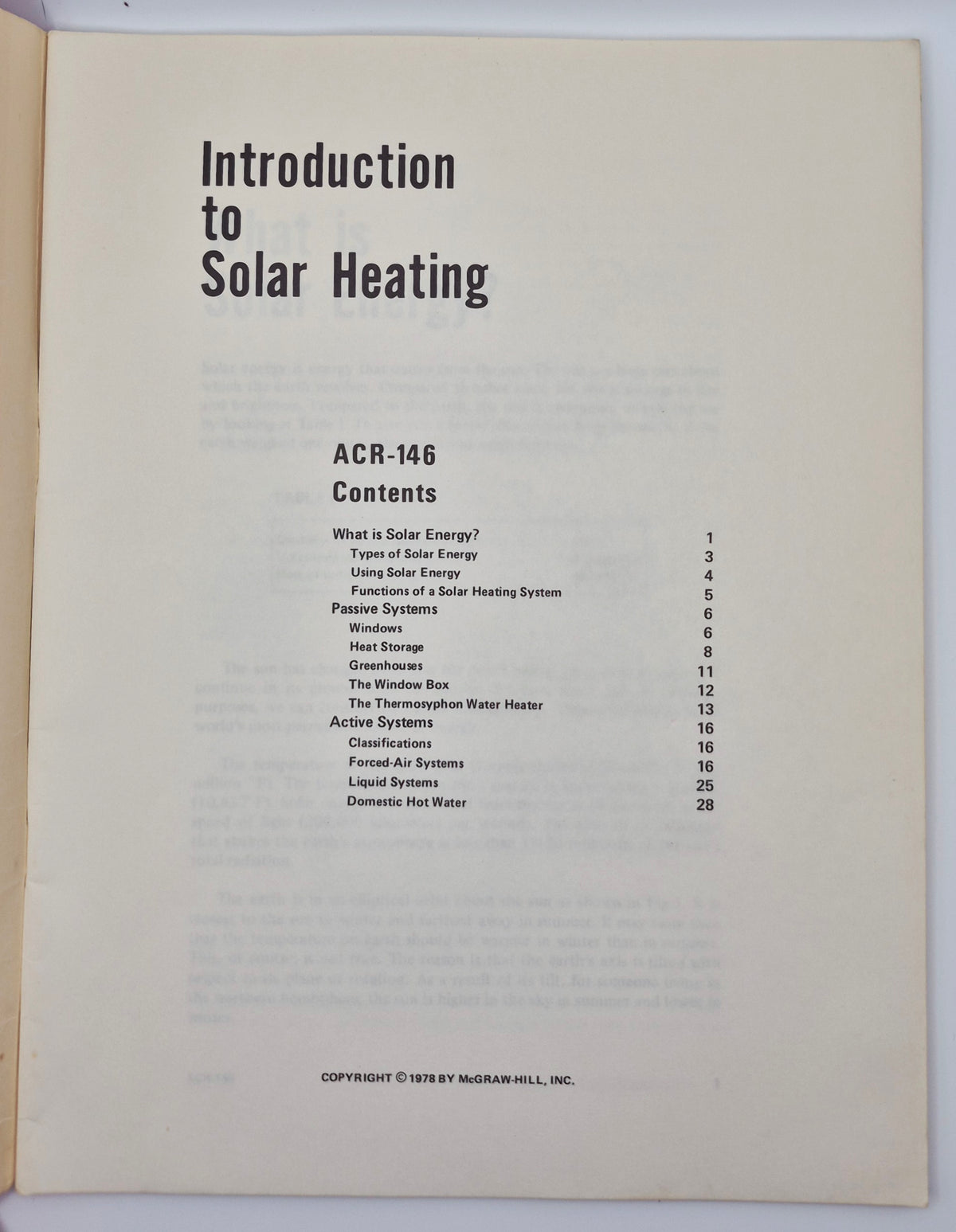 Introduction to Solar Heating ACR-146 by McGraw-Hill (Good, 1978, Pbk, 28 pgs, NRI Air Conditioning, Refrigeration, and Heating School)