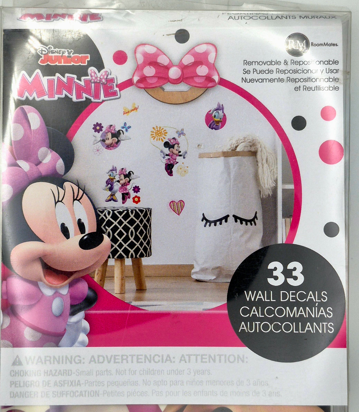 Disney Junior Minnie Mouse Room Mates Vinilos decorativos de pared 33 piezas NUEVO reposicionable