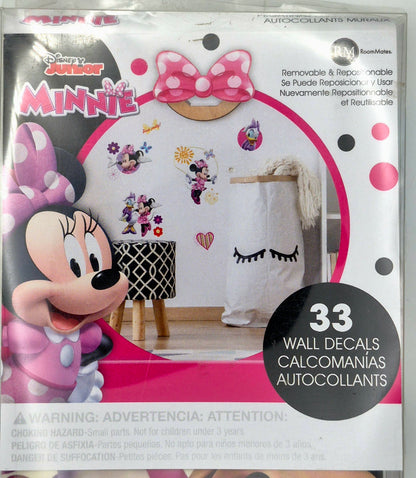 Disney Junior Minnie Mouse Room Mates Vinilos decorativos de pared 33 piezas NUEVO reposicionable