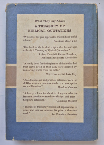 A Treasury of Biblical Quotations edited by Lester V. Berry -Good, 1953, HC, 264 pgs, Doubleday & Co.