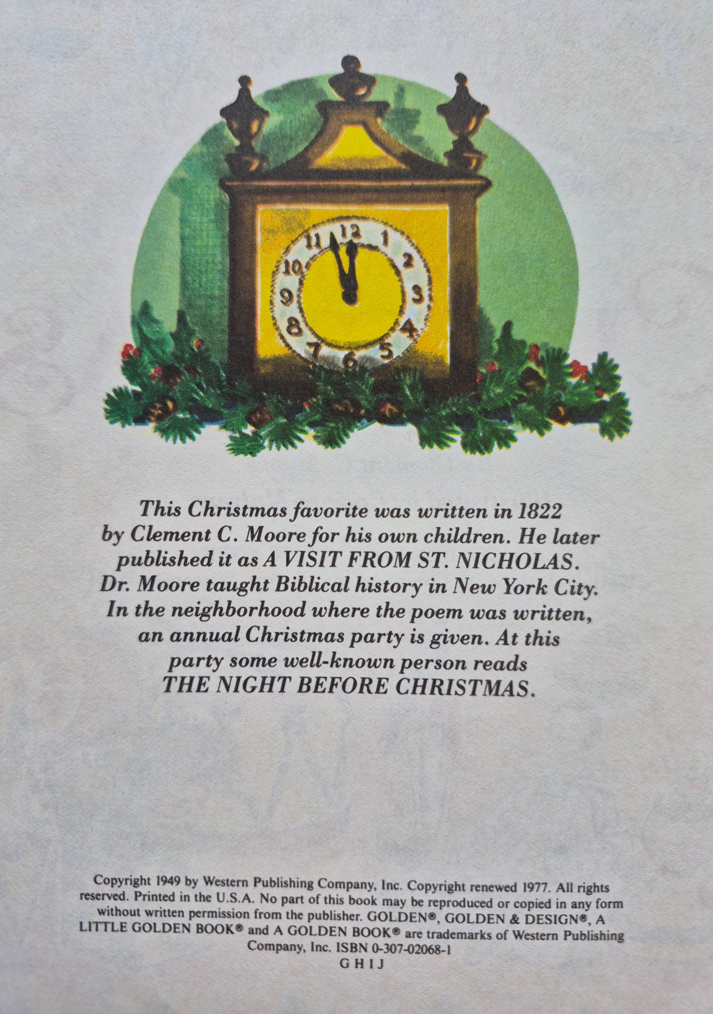 The Night Before Christmas by Clement C. Moore (Very good, 1977, HC, 24 pgs, Golden Books)