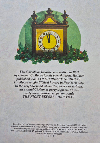 The Night Before Christmas by Clement C. Moore (Very good, 1977, HC, 24 pgs, Golden Books)