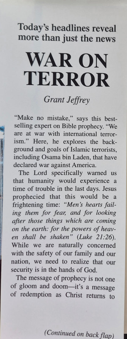 War on Terror: Unfolding Bible Prophecy by Grant R. Jeffrey (Very good, 2002, Hc, 236 pgs, Frontier Research Pub.)