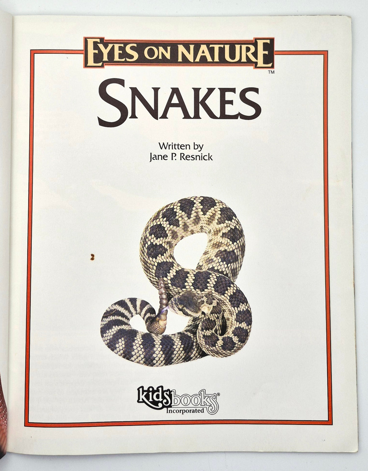 Eyes on Nature: Snakes by Jane P. Resnick (Good, 1996, Pbk, 30 pgs, Innisbrook Wraps)