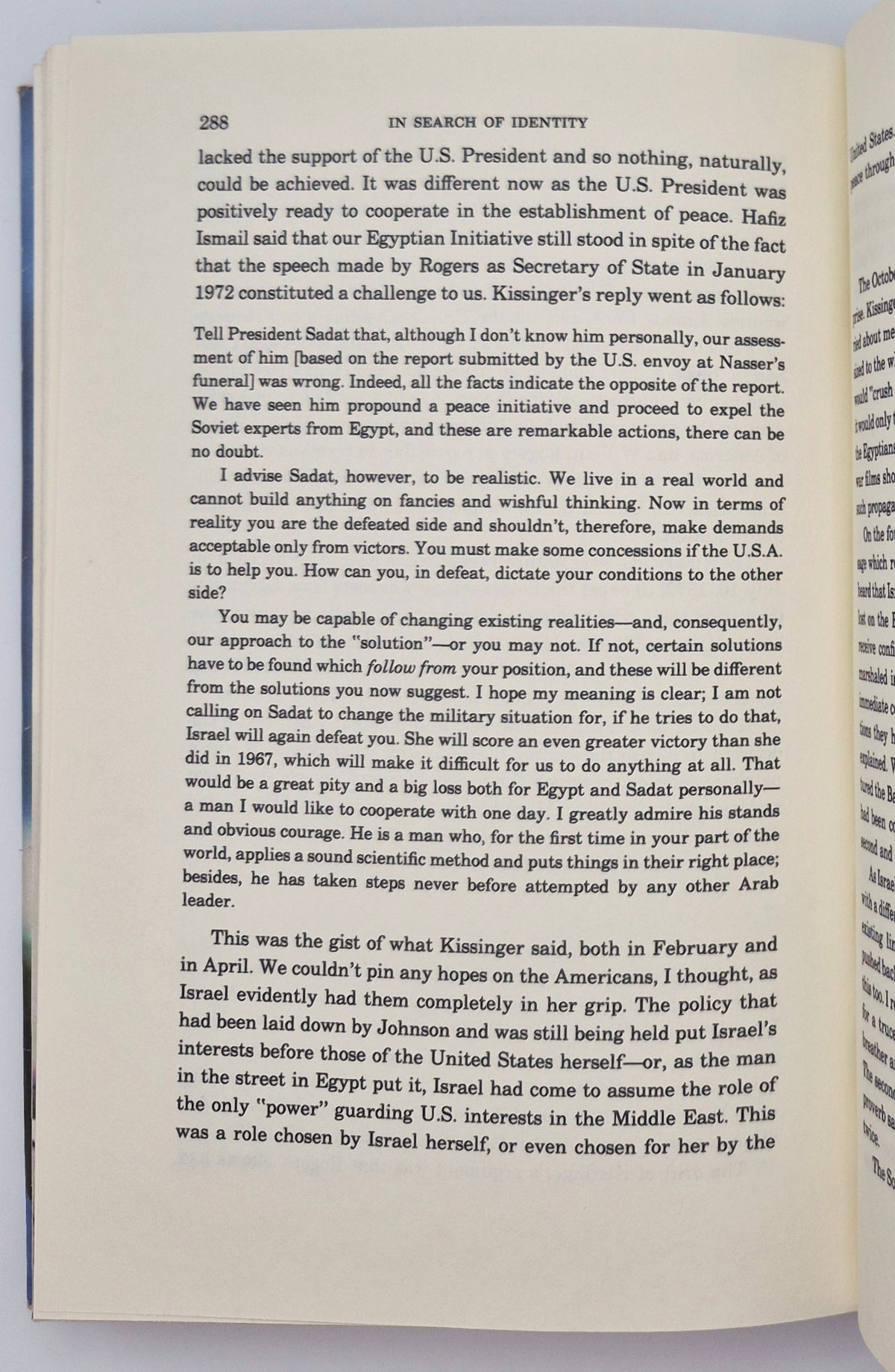 En busca de identidad por Anwar el-Sadat (Bueno, 1978, Primera edición, Tapa dura, 360 páginas, Harper & Row)
