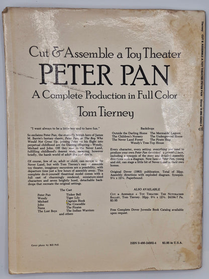 Cut & Assemble a Toy Theater: Peter Pan (A Complete Production in Full Color) by Tom Tierney (Acceptable, 1983, Pbk, Dover)