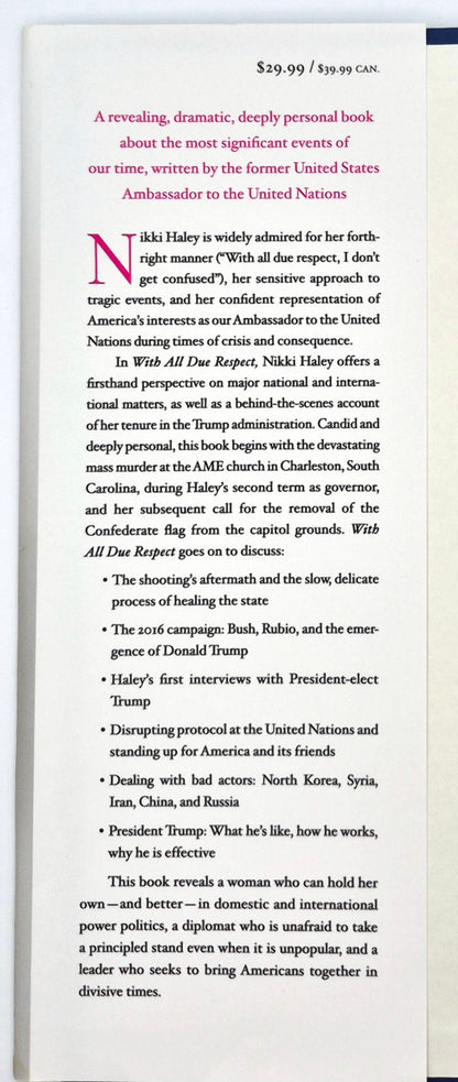 With All Due Respect: Defending America with Grit and Grace von Nikki R. Haley (Sehr gut, 2019, HC, 262 Seiten, St. Martin's Press)