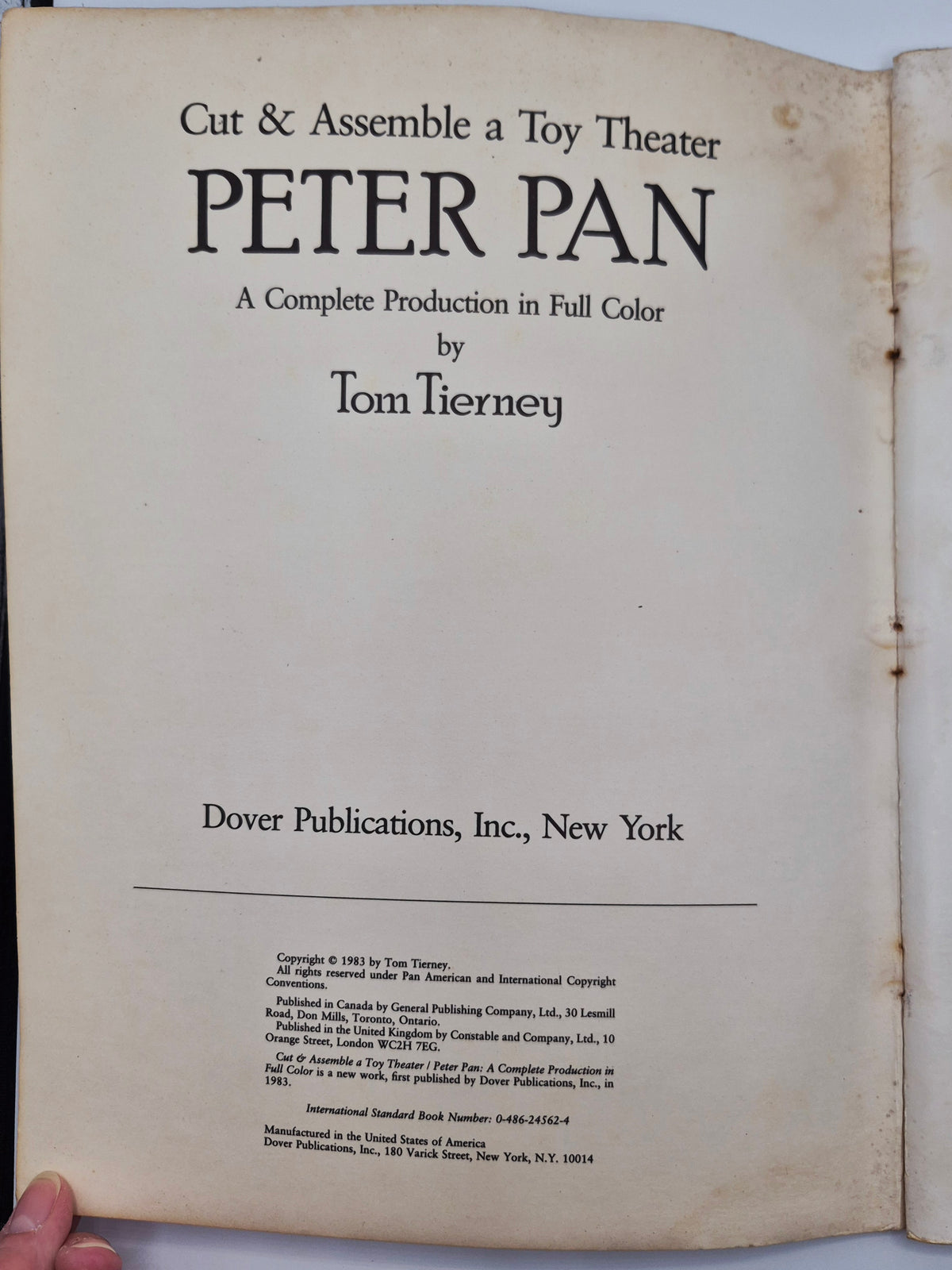 Cut & Assemble a Toy Theater: Peter Pan (A Complete Production in Full Color) by Tom Tierney (Acceptable, 1983, Pbk, Dover)
