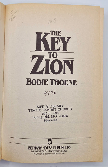The Key to Zion by Bodie Thoene (Zion Chronicles #5, Good, 1988, Pbk, 351 pgs, Bethany House)