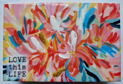 Love This Life Floral Wall shelf Sign by Renewing Faith (New, 2020, 5.88 x 3.88 inch, Canvas & Wood)