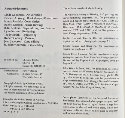 The Solar Home Book: Heating, Cooling, and Designing with the Sun by Bruce Anderson; Michael Riordan (Very Good, 1976, HC, 298 pgs, Cheshire Books)