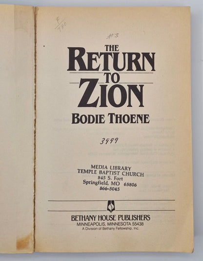 El regreso a Sion #3 por Bodie Thoene (Las Crónicas de Sion, Bueno, 1987, Tapa blanda, 384 páginas, Bethany House)