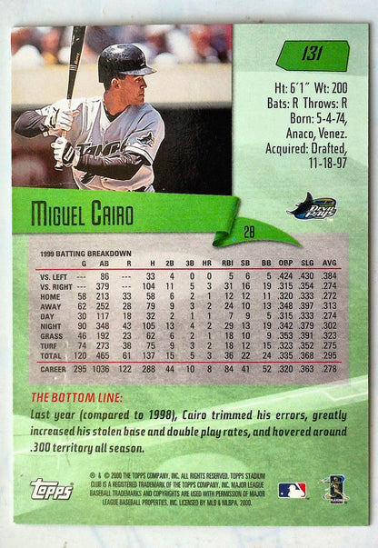 TOPPS 2000 Stadium Club Miguel Cairo Tampa Bay Devil Rays #131 Baseballkarte TOPPS