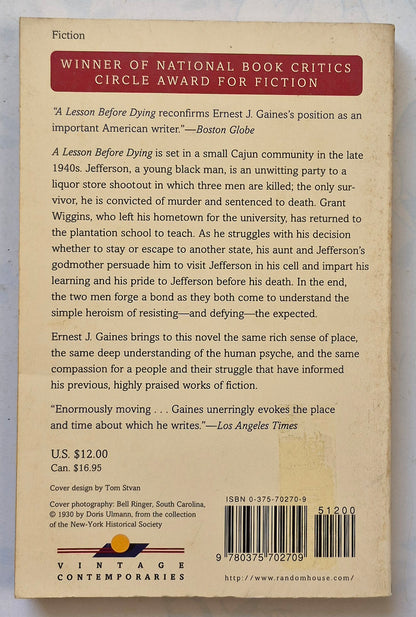 A Lesson Before Dying by Ernest J. Gaines (Good, 1994, Pbk, 256 pgs, Vintage Books)
