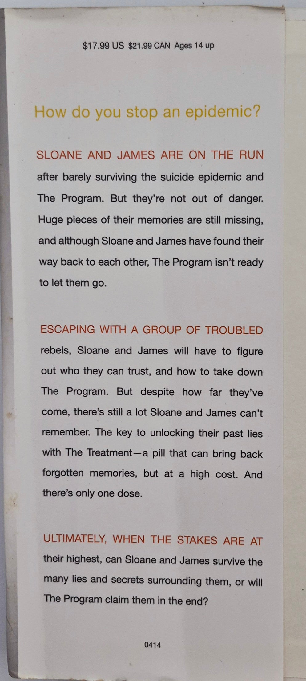 The Treatment by Suzanne Young (The Program #2, Very good, 2014, HC, 344 pgs, Simon Pulse)
