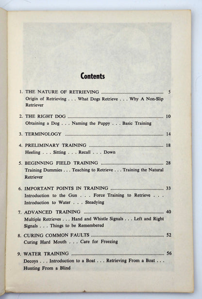 Hunting with Retrievers by Joe Stetson (Good, 1965, Pbk, 64 pgs, TFH Pub.)