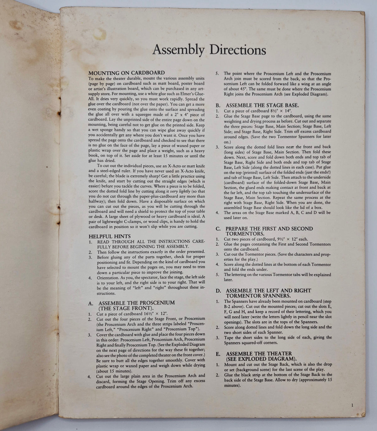 Cut & Assemble a Toy Theater: Peter Pan (A Complete Production in Full Color) by Tom Tierney (Acceptable, 1983, Pbk, Dover)