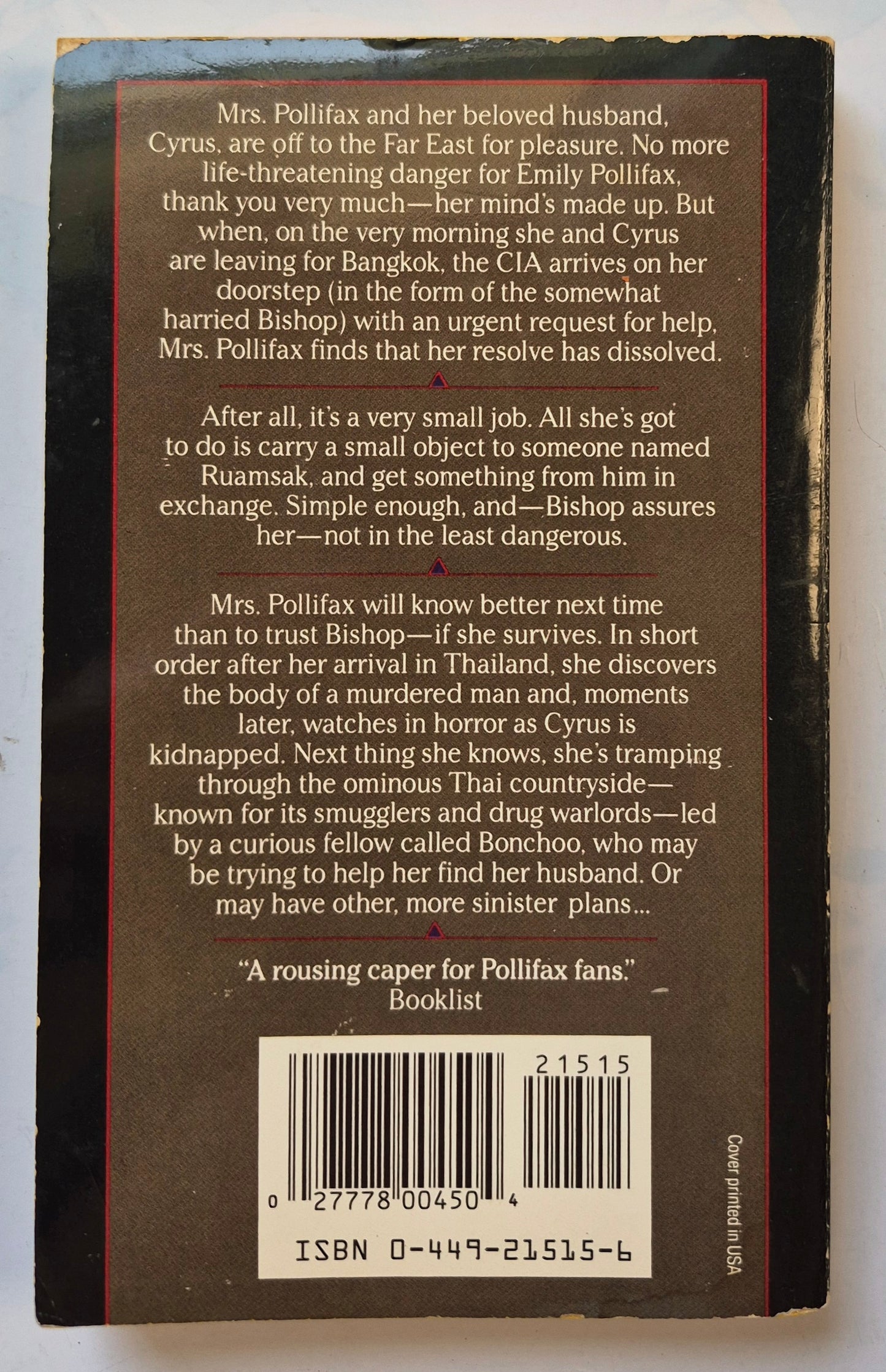 Mrs. Pollifax and the Golden Triangle #8 by Dorothy Gilman -Good, 1989, PBk, 199 pgs, Fawcett Crest