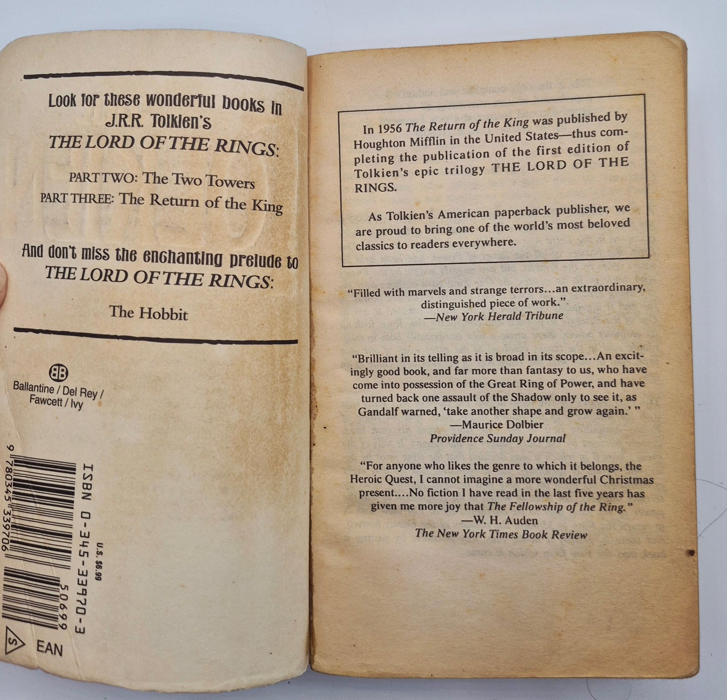 The Lord of the Rings: The Fellowship of the Ring by J.R.R. Tolkien (Good, 1973, Pbk, 479 pgs, Ballantine Books)