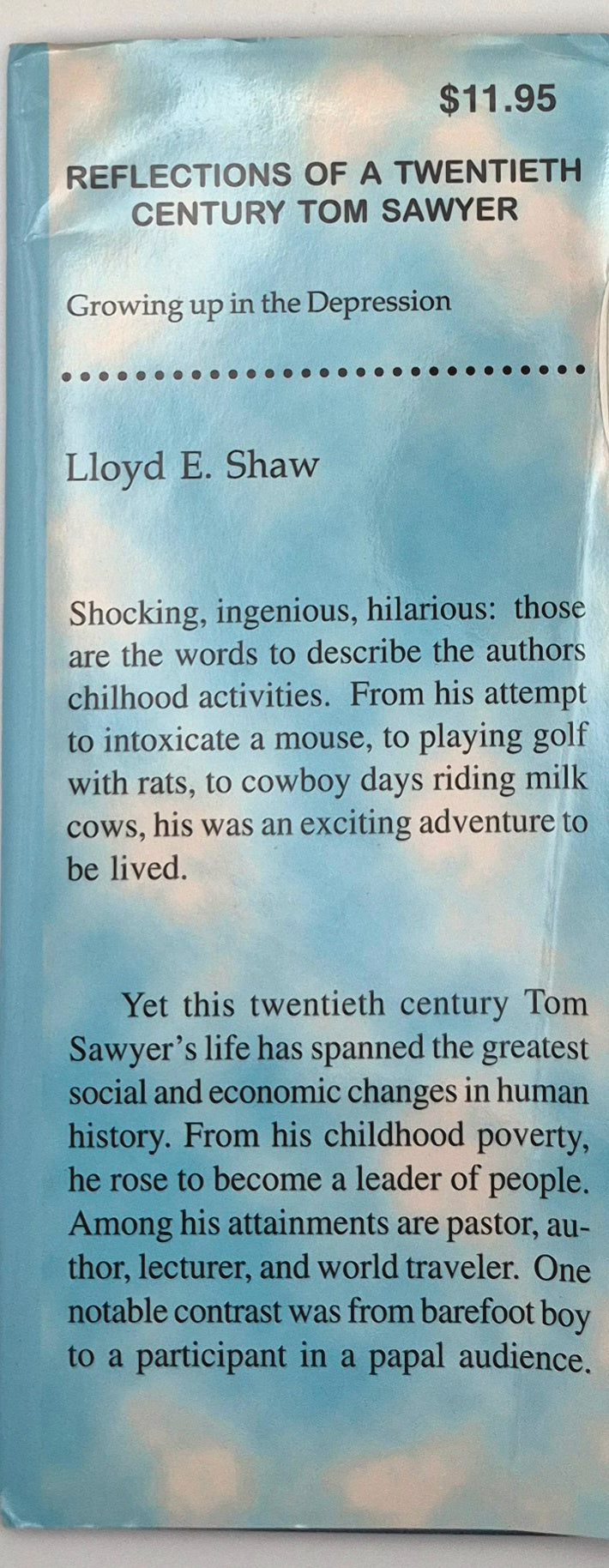 Reflections of a Twentieth Century Tom Sawyer: Growing Up in the Depression by Lloyd E. Shaw (Very Good, 1996, HC, 180 pgs, Fairview Pub.)