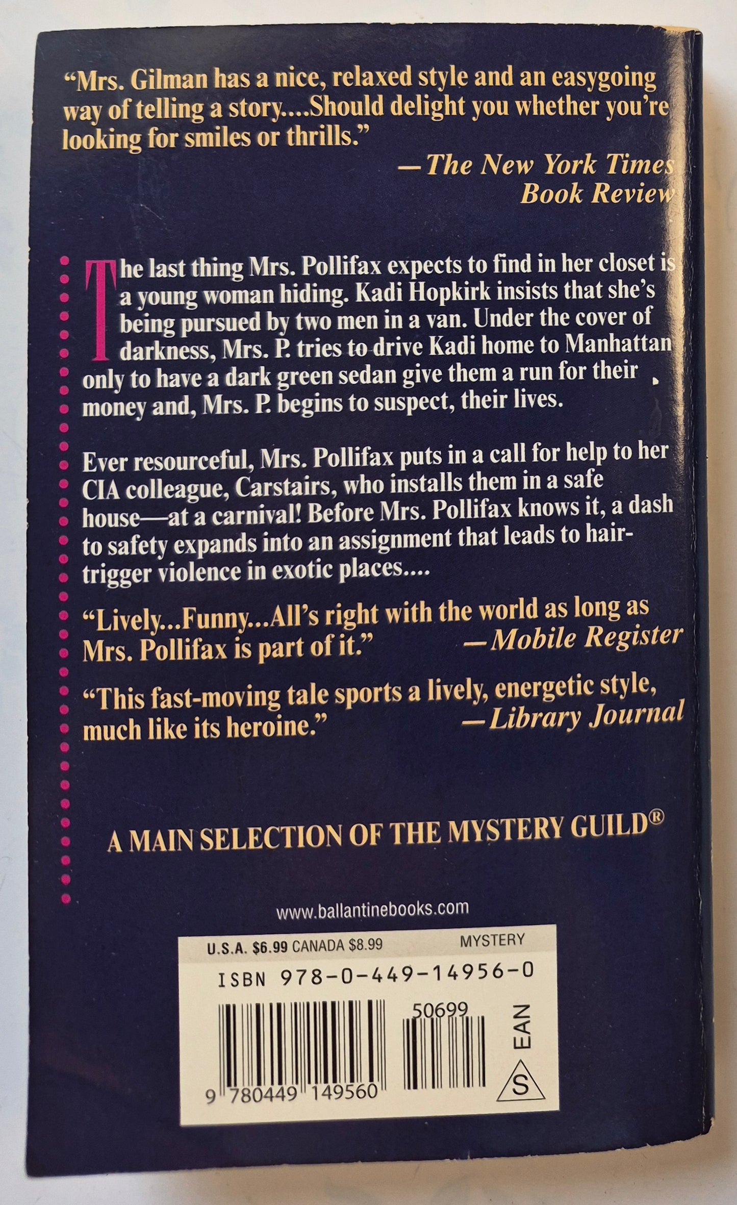 Mrs. Polifax Pursued #11 by Dorothy Gilman - Very Good, 1996, Pbk, 232 pgs, Ballantine Books