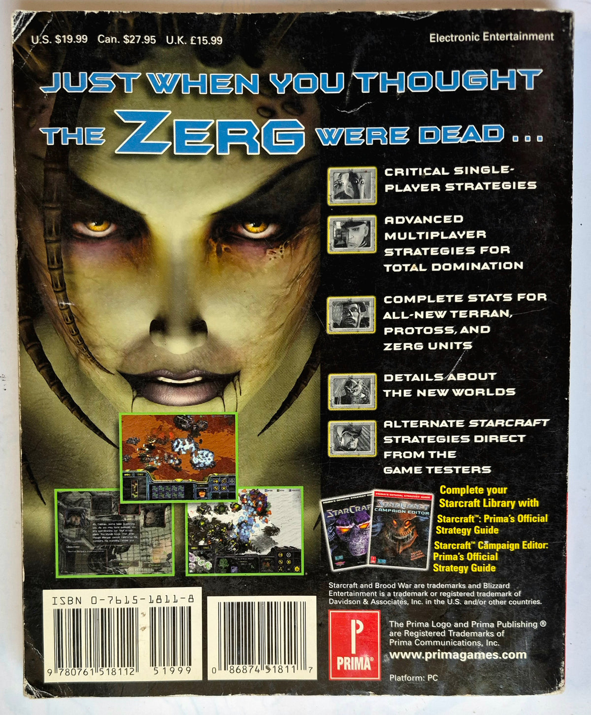 StarCraft Expansion Set Brood War Prima's Official Strategy Guide by Bart Farkas (Good, 1998, Pbk, 252 pgs, Prima Games)