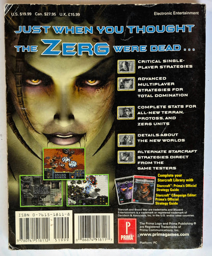 StarCraft Expansion Set Brood War Prima's Official Strategy Guide by Bart Farkas (Good, 1998, Pbk, 252 pgs, Prima Games)
